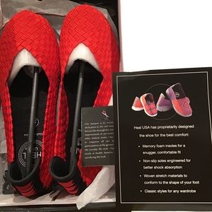 Shoes Size 6 Flats Red Woven Stretch MFoam NWB